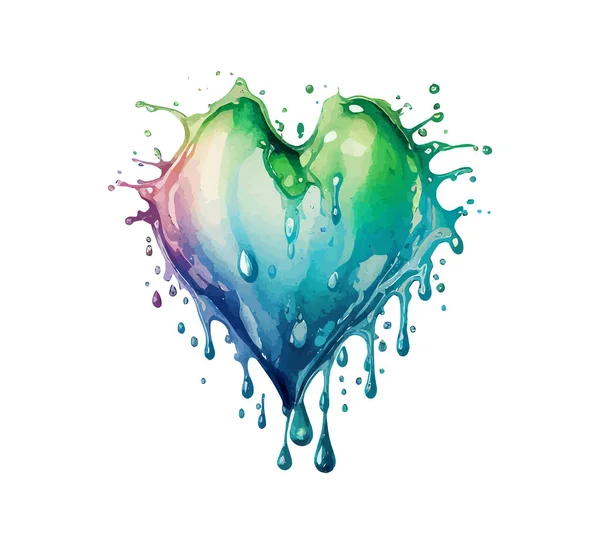 Καρδιά Σχήμα Νερό Σταγόνα Υδατογραφία Απενεργοποίηση Εικονογράφησης Διανύσματος — Διανυσματικό Αρχείο