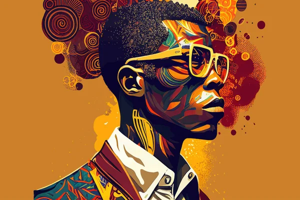 Hombre Africano Con Gafas Sol Diseño Ilustración Vectorial — Archivo Imágenes Vectoriales