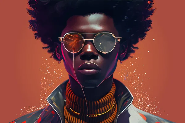Afrikanischer Mann Mit Sonnenbrille Vektor Illustratiion Desing — Stockvektor
