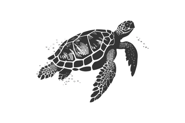 Schwarze Schildkrötensilhouette Vektor Illustratiion Desing — Stockvektor