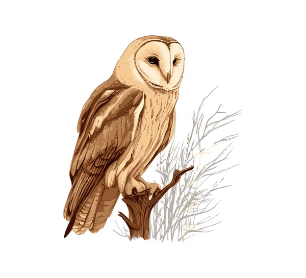 Barn Owl Sketch Graphic Portrait Owl Vector Illustratiion Desing — Stock Vector