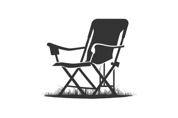 Cadeira Acampamento Silhueta Preta Ousada Desenho Ilustração Vetorial — Vetor de Stock