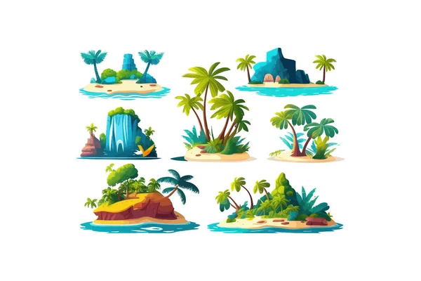 Isla Tropical Océano Diseño Ilustración Vectorial — Vector de stock