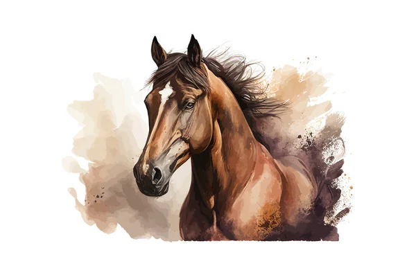Cavalo Aquarela Desenho Ilustração Vetorial — Vetor de Stock