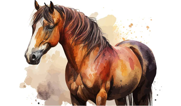 Watercolor Horse Vector Illustration Desing — Stock Vector