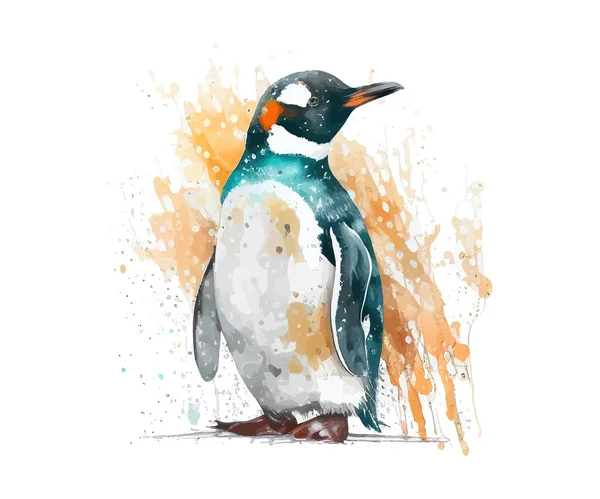 Akwarela Pingwina Ilustracja Wektora — Wektor stockowy