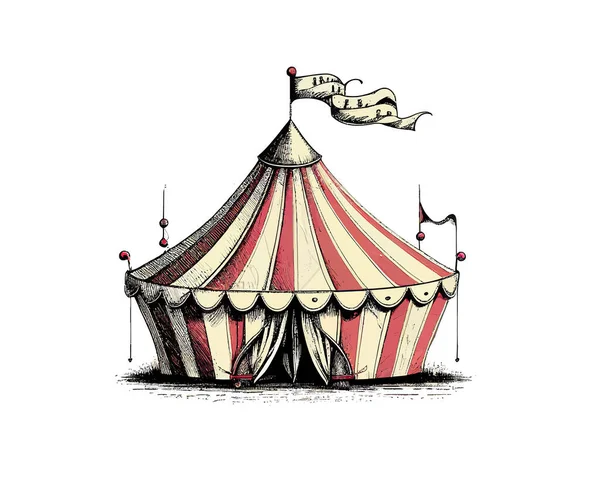 Tente Cirque Croquis Dessiné Main Illustration Vectorielle Desing — Image vectorielle