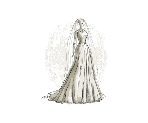 Retro Wedding Dress Vector Illustration Desing — Stock Vector