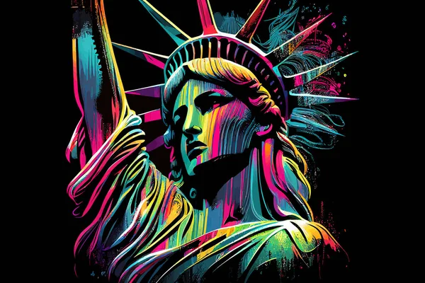 Colorido Retrato Estatua Libertad Diseño Ilustración Vectorial — Vector de stock
