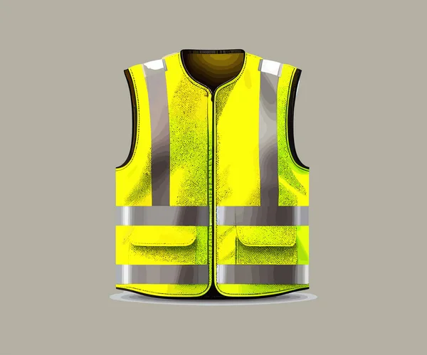 Chaleco Con Rayas Reflectantes Uniforme Seguridad Amarillo Diseño Ilustración Vectorial — Vector de stock