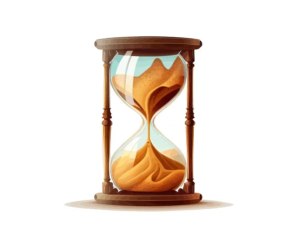 Vintage Timglas Flödande Sand För Nedräkning Tiden Vektor Illustration Desing — Stock vektor