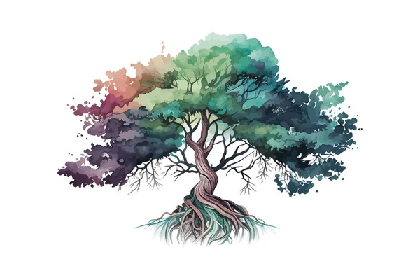Akwarelowe Drzewo Ilustracja Wektora — Wektor stockowy