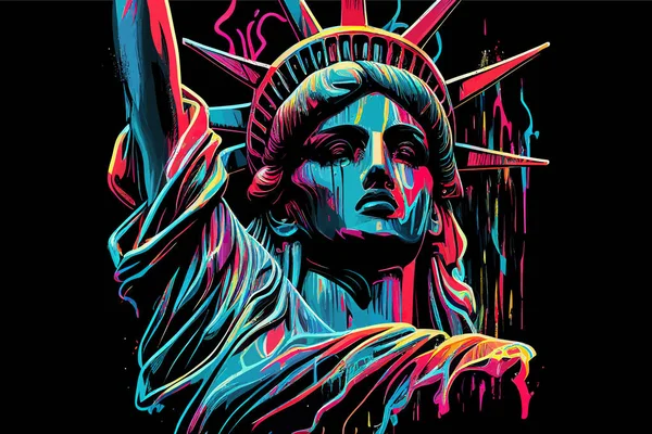 Özgürlük Anıtı Nın Renkli Bir Portresi Vektör Illüstrasyonunu Ayıklama — Stok Vektör