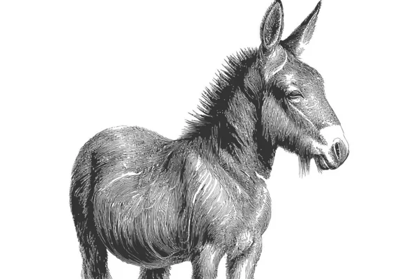 驴子动物素描手绘素描 矢量图解绘制 — 图库矢量图片