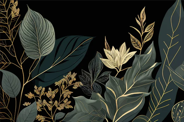 Botanical line background flowers, leaves. Vector illustration desing.