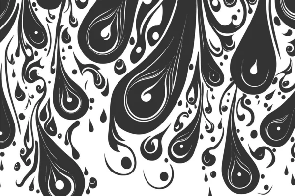 抽象的な巻き込みを持つ黒のシームレスなパターン ベクターイラストデザイン — ストックベクタ