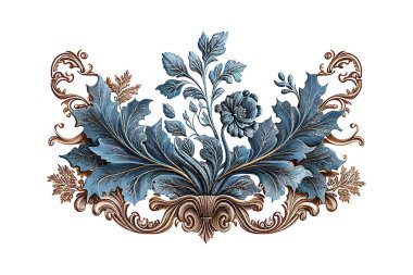 Vintage spring flower summer blue scroll Baroque. Vector illustration desing. clipart