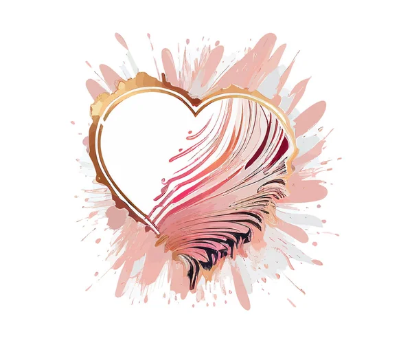 Мазки Пензля Рожевих Тонах Рожева Золота Рамка Серця Векторні Ілюстрації — стоковий вектор