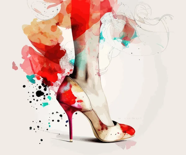 Мода Иллюстрация Женских Ног Высоких Каблуков Векторное Рисование — стоковый вектор