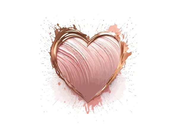 Brush Strokes Pink Tones Rose Gold Heart Frame Vector Illustration — Stock Vector