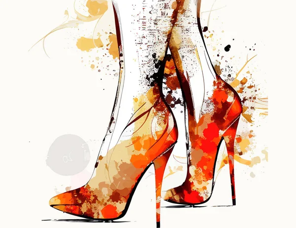 Мода Иллюстрация Женских Ног Высоких Каблуков Векторное Рисование — стоковый вектор