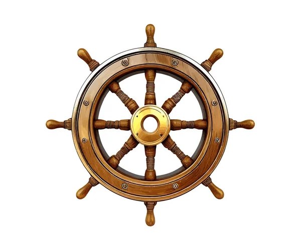 Steering Wheel Old Ship Wooden Vector Illustration Desing — Stock Vector
