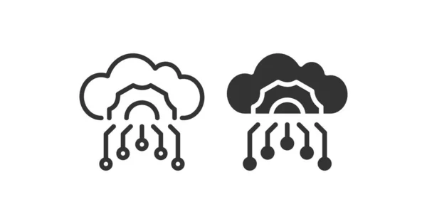 Cloud Computing Configuration Line Silhouette Icon Vector Illustration Desing — Stock Vector