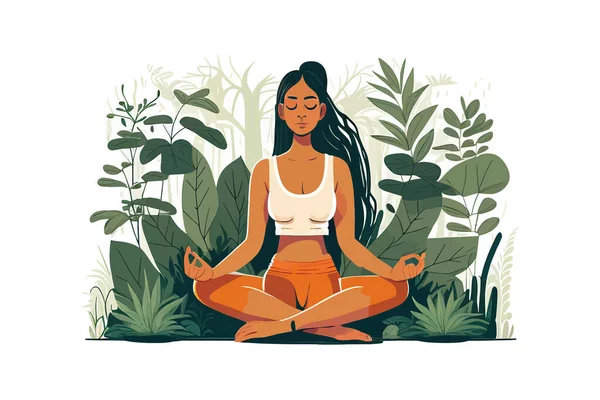 stock vector Yoga Girl is engaged in yoga. Vector illustration desing.