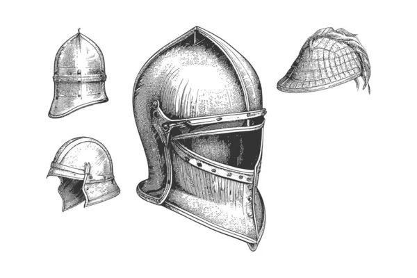 Ручной Эскиз Шлема Выгравирован Стиле — стоковый вектор