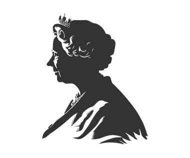 Kraliçe Elizabeth 'in siyah silueti. Vektör illüstrasyonunu ayıklama.