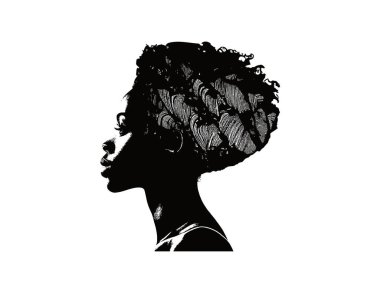 Siyah Afrikalı kadın profil ikonu. Vektör illüstrasyon tasarımı.