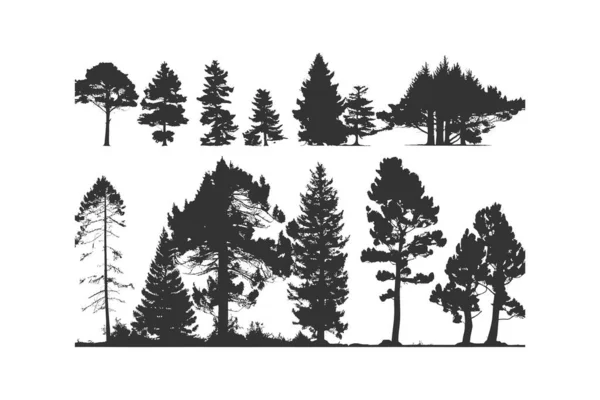 松の木のシルエットを設定します ベクターイラストデザイン — ストックベクタ