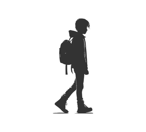Back School Kid Silhouette Vector Illustration Desing — Stock Vector