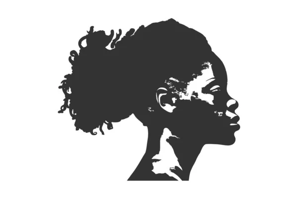 Zwart Afrikaans Vrouw Profiel Icoon Ontwerp Van Vectorillustraties — Stockvector