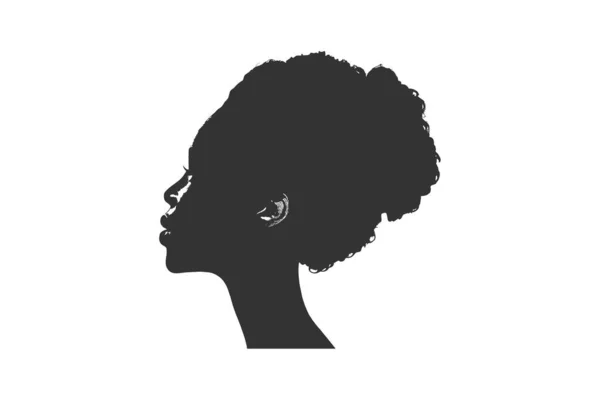 Schwarzafrikanische Frauenprofil Ikone Vektor Illustrationsdesign — Stockvektor