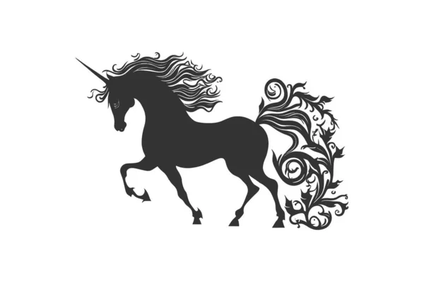 Magic Unicorn Silhouette Stylish Icons Vintage Background Vector Illustration Design — Stock Vector