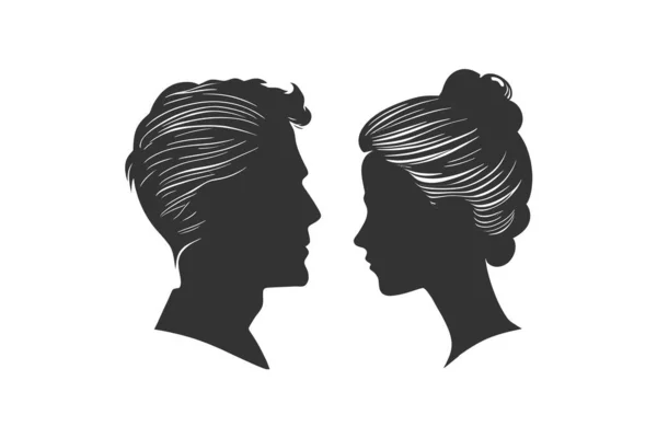 Male Female Head Silhouettes Avatar Profile Icon Vector Illustration Design — Stock Vector