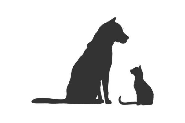 Silhuett Hund Och Katt Vektor Illustration Desing — Stock vektor