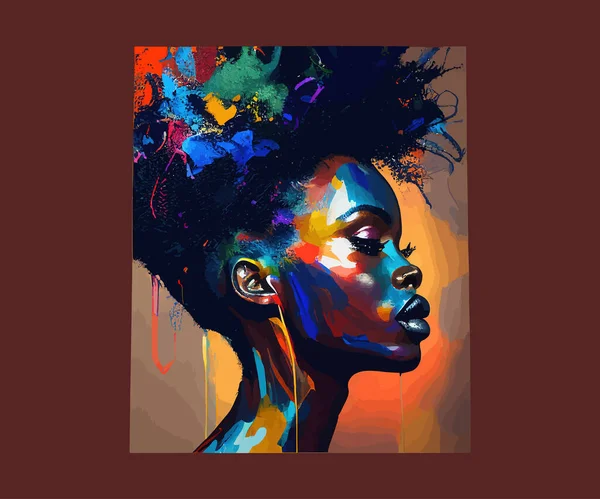 Abstracte Verf Afrikaanse Vrouw Vector Illustratie Desing — Stockvector