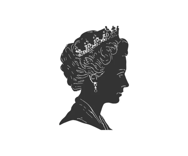 エリザベス女王の黒いシルエット ベクターイラストデザイン — ストックベクタ