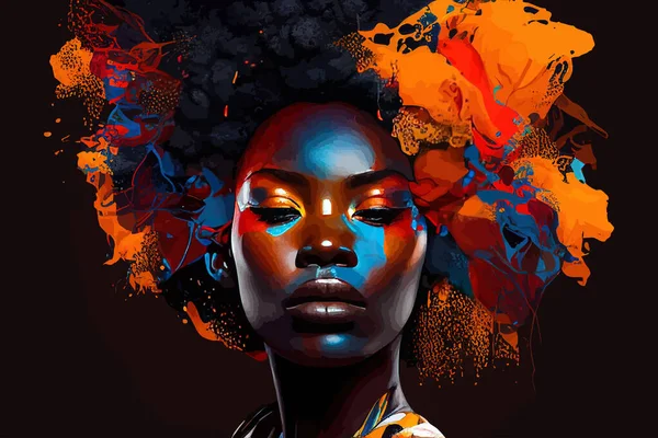Abstract Paint African Woman Vector Illustration Desing — Stock Vector
