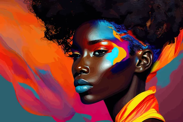 Абстрактная Краска Африканской Женщины Векторное Рисование — стоковый вектор