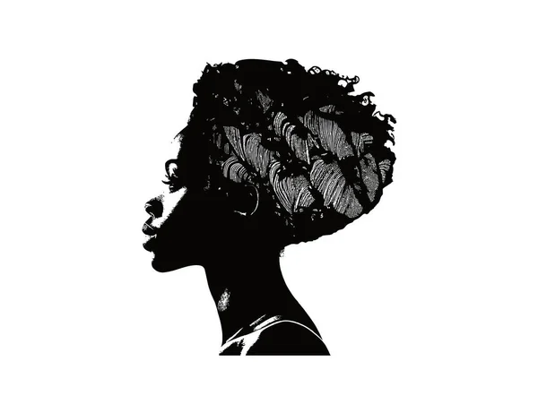 Icona Profilo Donna Africana Nera Progettazione Illustrazione Vettoriale — Vettoriale Stock