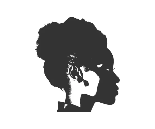 Zwart Afrikaans Vrouw Profiel Icoon Ontwerp Van Vectorillustraties — Stockvector