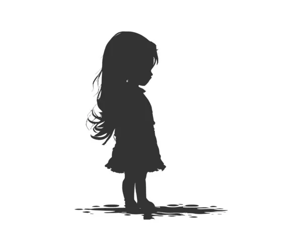 Silhouette Nera Bambina Sfondo Bianco Progettazione Illustrazione Vettoriale — Vettoriale Stock