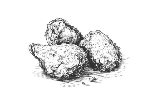 Хлебные Жареные Куриные Наброски Рисованная Еда Векторная Иллюстрация — стоковый вектор