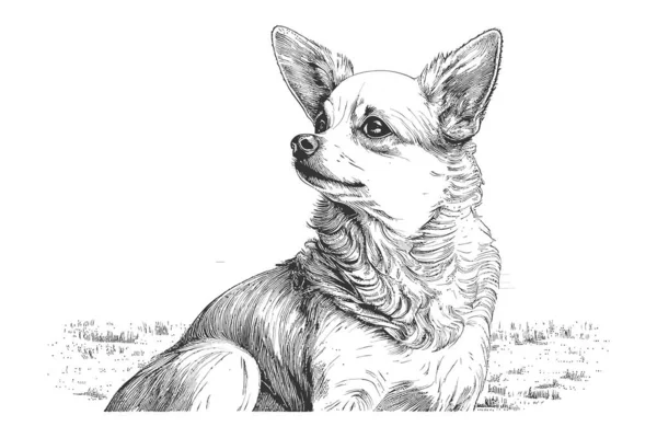 Ritratto Cane Chihuahua Disegnato Mano Progettazione Illustrazione Vettoriale — Vettoriale Stock
