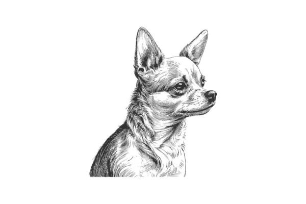 Portret Van Een Chihuahua Hondenhand Getekend Ontwerp Van Vectorillustraties — Stockvector