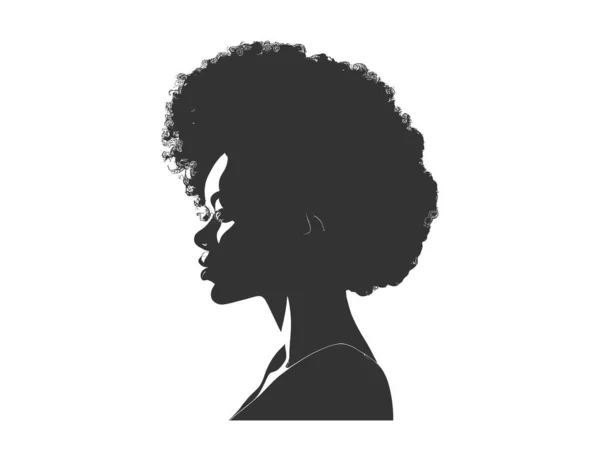 Schwarze Frau Mit Afrohaarsilhouette Vektor Illustrationsdesign — Stockvektor