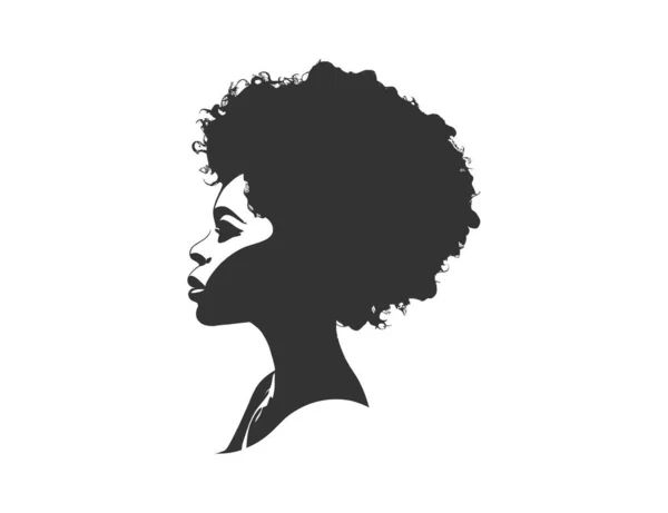 Donna Nera Con Silhouette Afro Capelli Progettazione Illustrazione Vettoriale — Vettoriale Stock